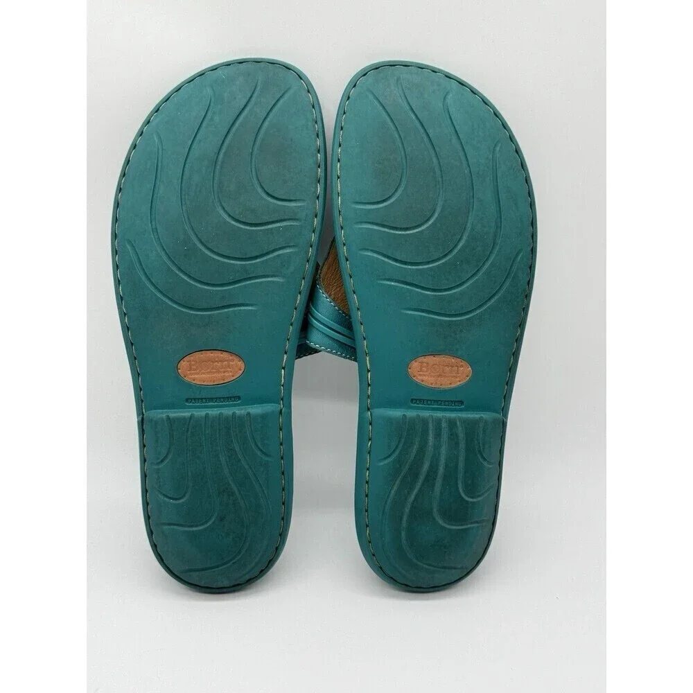 Womens 8 Born Blue Thong Flip Flops Sandals Leather Coconut Boho SIZE 9 - Picture 5 of 6